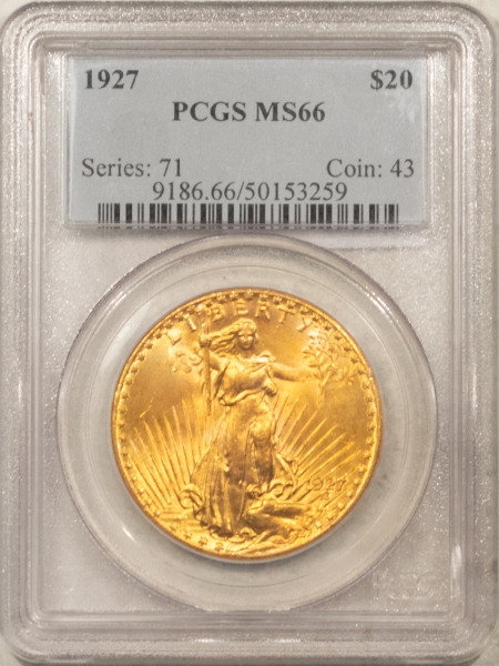 $20 1927 $20 ST GAUDENS GOLD DOUBLE EAGLE – PCGS MS-66, LUSTROUS! #50153259