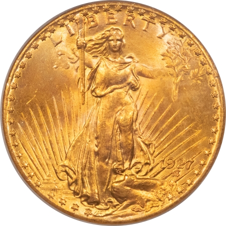 $20 1927 $20 ST GAUDENS GOLD DOUBLE EAGLE – PCGS MS-66, LUSTROUS! #50153259