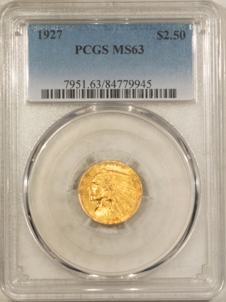 $2.50 1927 $2.50 INDIAN GOLD QUARTER EAGLE – PCGS MS-63, #84779945