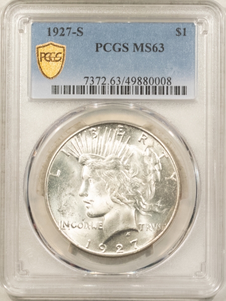 New Certified Coins 1927-S $1 PEACE DOLLAR – PCGS MS-63, BLAST WHITE & CHOICE!