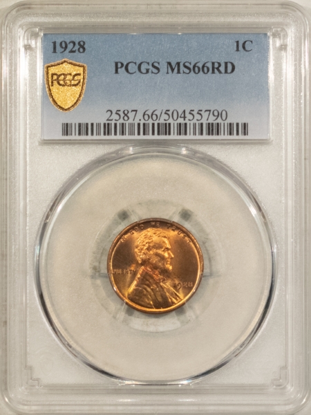 Lincoln Cents (Wheat) 1928 LINCOLN CENT – PCGS MS-66 RD, GORGEOUS! PREMIUM QUALITY+!