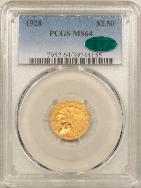 $2.50 1928 $2.50 INDIAN GOLD QUARTER EAGLE – PCGS MS-64, CAC APPROVED! #39744155