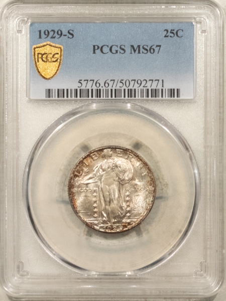 New Certified Coins 1929-S STANDING LIBERTY QUARTER – PCGS MS-67, LOVELY ORIGINAL SUPERB GEM!