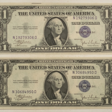 New Store Items 1935-C $1 SILVER CERTIFICATES, LOT OF 2, FR#1612 – CRISP CU!