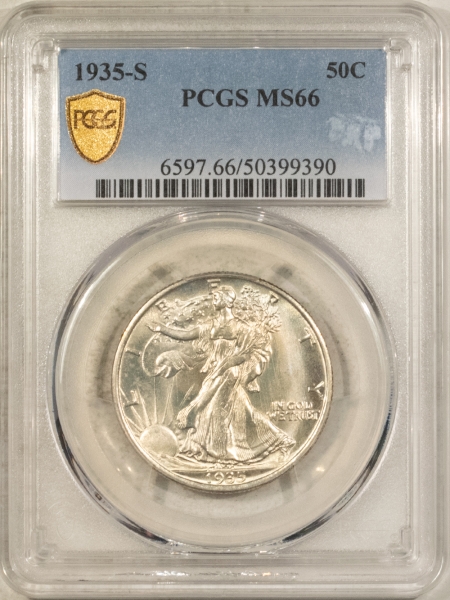 New Certified Coins 1935-S WALKING LIBERTY HALF DOLLAR – PCGS MS-66, ORIGINAL WHITE W/ SUPERB LOOK!