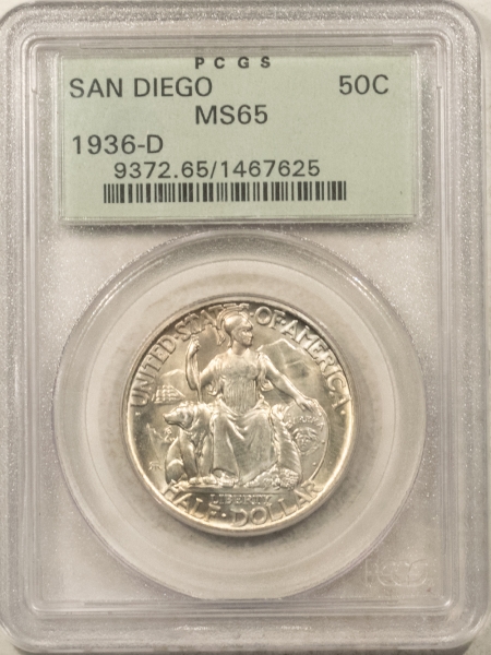 New Certified Coins 1936-D SAN DIEGO COMMEMORATIVE HALF DOLLAR – PCGS MS-65, OGH & PQ!