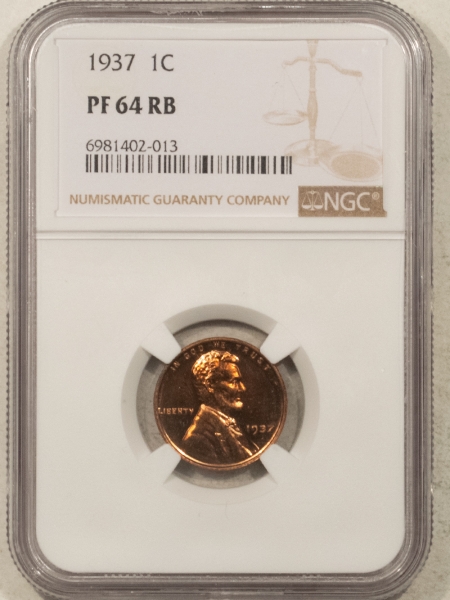 Lincoln Cents (Wheat) 1937 PROOF LINCOLN CENT – NGC PF-64 RB