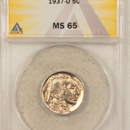 Buffalo Nickels 1937-D BUFFALO NICKEL – ANACS MS-65