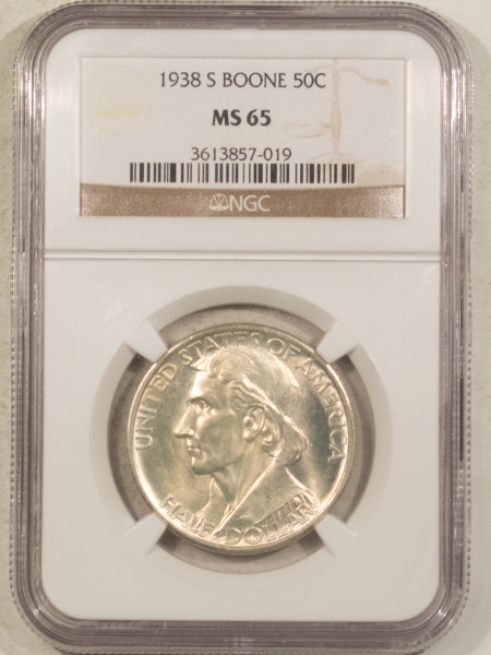 New Certified Coins 1938-S BOONE COMMEMORATIVE HALF DOLLAR – NGC MS-65, FRESH & PREMIUM QUALITY!