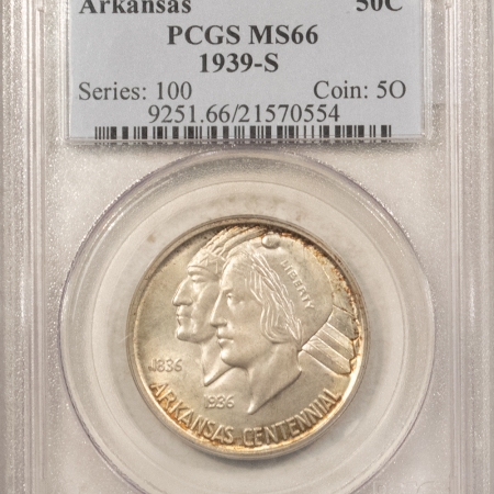 New Certified Coins 1939-S ARKANSAS COMMEMORATIVE HALF DOLLAR – PCGS MS-66, SMOOTH & NICE!