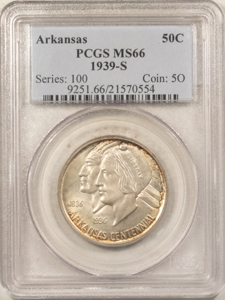 New Certified Coins 1939-S ARKANSAS COMMEMORATIVE HALF DOLLAR – PCGS MS-66, SMOOTH & NICE!