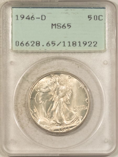 New Certified Coins 1946-D WALKING LIBERTY HALF DOLLAR – PCGS MS-65, 66+ QUALITY, RATTLER & PQ!