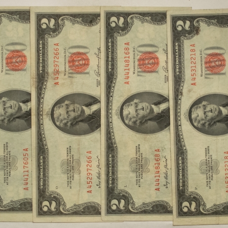 New Store Items 1953 $2 UNITED STATES RED SEAL NOTES, LOT/4, FR#1509 – VF/XF