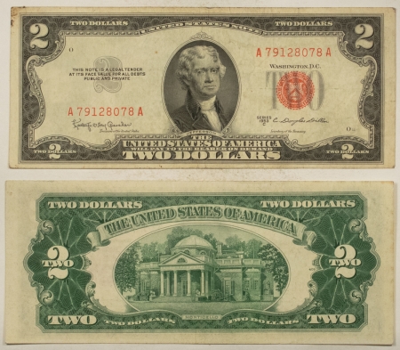 New Store Items 1953-C $2 UNITED STATES RED SEAL NOTES, LOT/4, FR#1512 – VERY FINE!