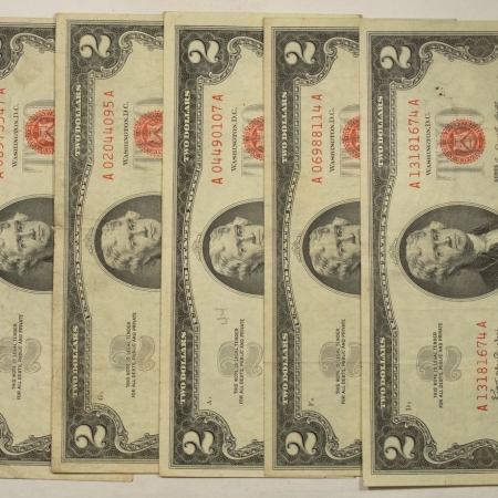 New Store Items 1963 $2 UNITED STATES RED SEAL NOTES, LOT/6, FR#1513 – VERY FINE!