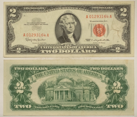 New Store Items 1963 $2 UNITED STATES RED SEAL NOTES, LOT/5, FR#1513 – VERY FINE!