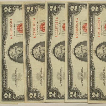 New Store Items 1963 $2 UNITED STATES RED SEAL NOTES, LOT/6, FR#1513 – VERY FINE!