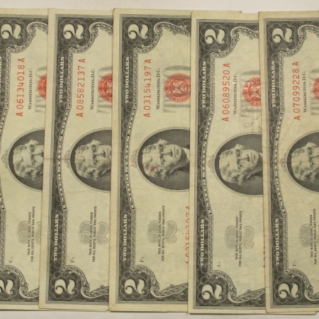 New Store Items 1963 $2 UNITED STATES RED SEAL NOTES, LOT/6, FR#1513 – VERY FINE!