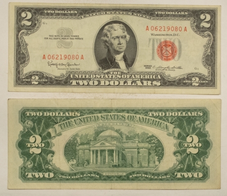 New Store Items 1963 $2 UNITED STATES RED SEAL NOTES, LOT/6, FR#1513 – VERY FINE!