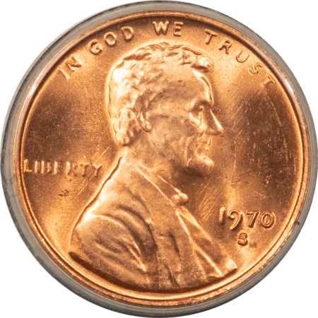 Lincoln Cents (Memorial) 1970-S LINCOLN CENT, SMALL DATE – UNCIRCULATED, CHOICE RED!