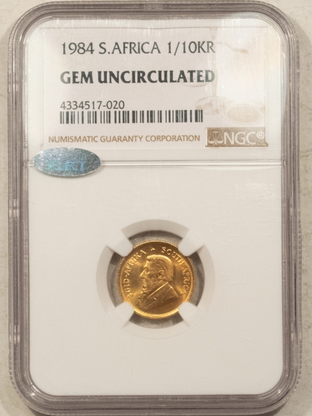 New Certified Coins 1984 SOUTH AFRICA 1/10 OZ GOLD KRUGERRAND – NGC GEM UNCIRCULATED