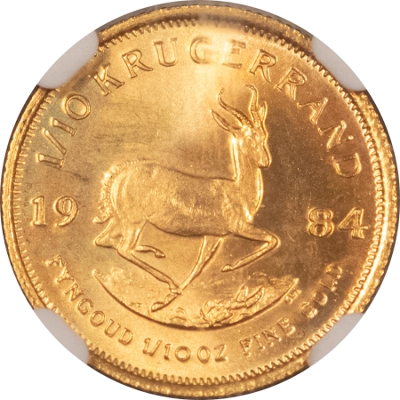 New Certified Coins 1984 SOUTH AFRICA 1/10 OZ GOLD KRUGERRAND – NGC GEM UNCIRCULATED