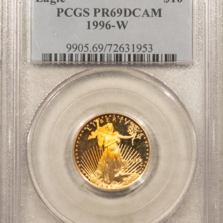 American Gold Eagles, Buffaloes, & Liberty Series 1996-W $10 PROOF AMERICAN GOLD EAGLE, 1/4 OZ – PCGS PR-69 DCAM, PRETTY!