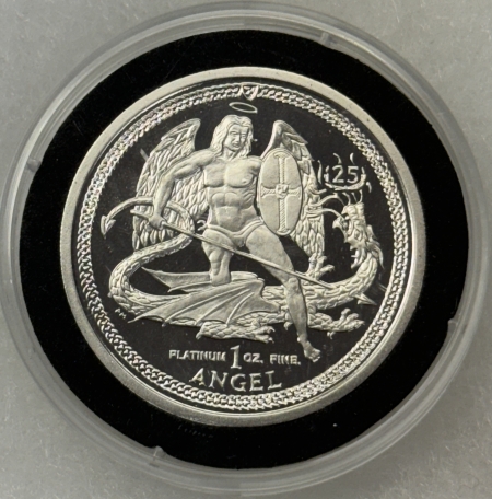 New Store Items 2009 ISLE OF MAN (POBJOY MINT) 1 OZ PLATINUM ANGEL, GEM PROOF, OGP & COA!