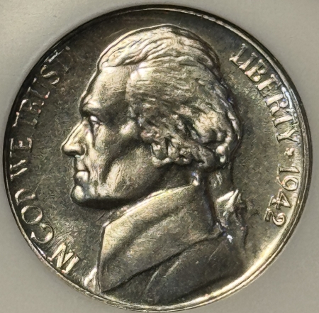 Jefferson Nickels 1942-P PROOF JEFFERSON NICKEL, TYPE 2 – NGC PF-65, FATTY & PREMUM QUALITY!