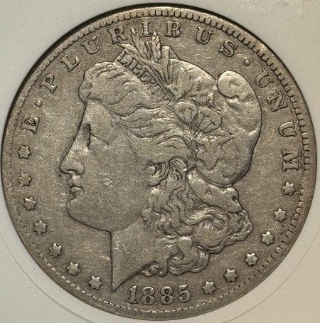 Morgan Dollars 1885-CC $1 MORGAN DOLLAR – ANACS VF-25, SCARCE IN CIRC! CARSON CITY!