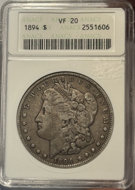 Morgan Dollars 1894 $1 MORGAN DOLLAR – ANACS VF-20