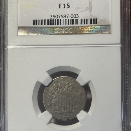 New Certified Coins 1872 SHIELD NICKEL NGC F-15