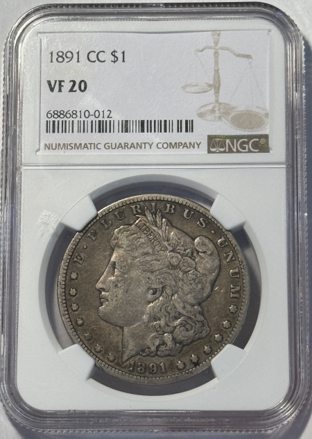 Morgan Dollars 1891-CC MORGAN DOLLAR NGC VF-20