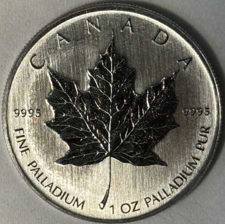 Bullion 2005 CANADA $50 1 OZ PALLADIUM MAPLE LEAF, .9995 FINE, UNCIRCULATED