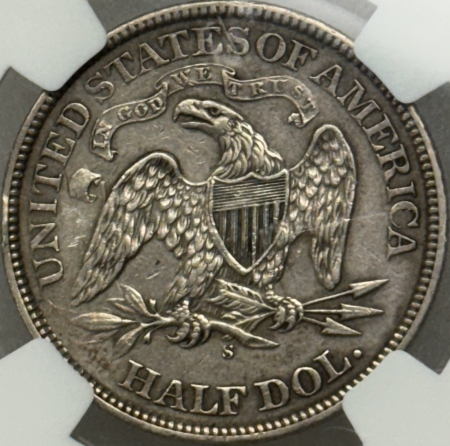 Liberty Seated Halves 1867-S SEATED LIBERTY HALF DOLLAR – NGC AU-50, TOUGH!