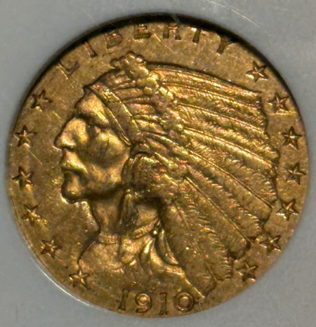 $2.50 1910 $2.50 INDIAN GOLD GSA HOARD NGC AU-58, GSA ON LABEL