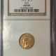 $2.50 1913 $2.50 INDIAN GOLD GSA HOARD NGC AU-58, GSA ON LABEL