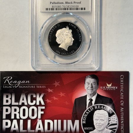 Bullion 2016 $250 COOK ISLANDS 1 OZ PALLADIUM RONALD REAGAN LEGACY SIGN PCGS PR-70 DCAM