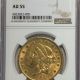 $20 1865-S $20 LIBERTY GOLD DOUBLE EAGLE – PCGS AU-53