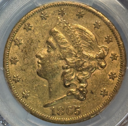 $20 1865-S $20 LIBERTY GOLD DOUBLE EAGLE – PCGS AU-53