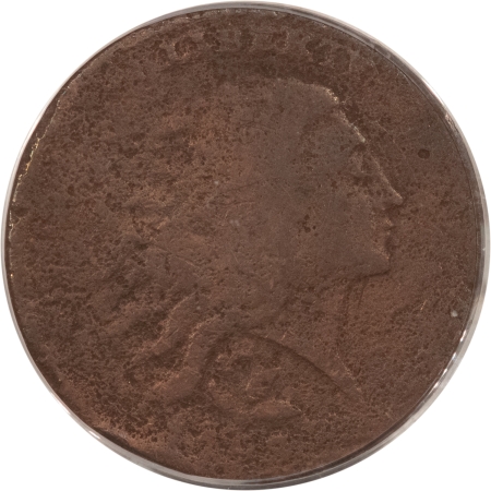 Flowing Hair Large Cents 1793 WREATH FLOWING HAIR LARGE CENT, VINE & BARS EDGE – PCGS GENUINE, STRONG DET