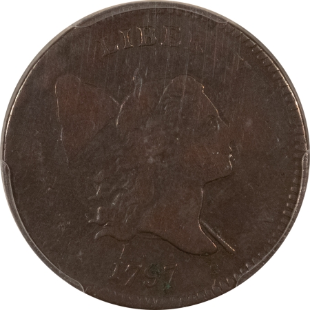 Liberty Cap Half Cents 1797 LIBERTY CAP HALF CENT, 1 ABOVE 1 – PCGS VG-10 – NEAT VARIETY!