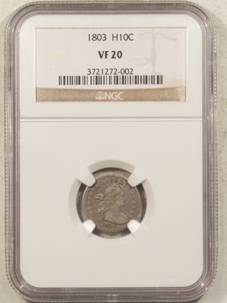 Draped Bust Half Dimes 1803 DRAPED BUST HALF DIME – NGC VF-20, NICE, EVEN APPEARANCE!