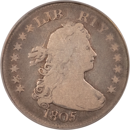 Draped Bust Quarters 1805 DRAPED BUST QUARTER – PCGS VG-10, NICE DETAIL!