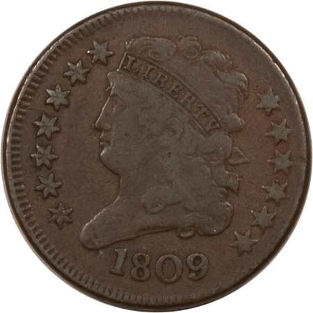 Classic Head Half Cents 1809 CLASSIC HEAD HALF CENT – PLEASING CIRCULATED EXAMPLE!