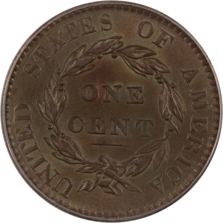 Coronet Head Large Cents 1820 CORONET HEAD LARGE CENT, LARGE DATE – PCGS MS-64 RB, ATTRACTIVE!