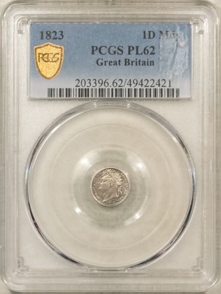 New Certified Coins 1823 GREAT BRITAIN 1D ONE PENNY, MAUNDY MONEY – PCGS PL-62, PRETTY!