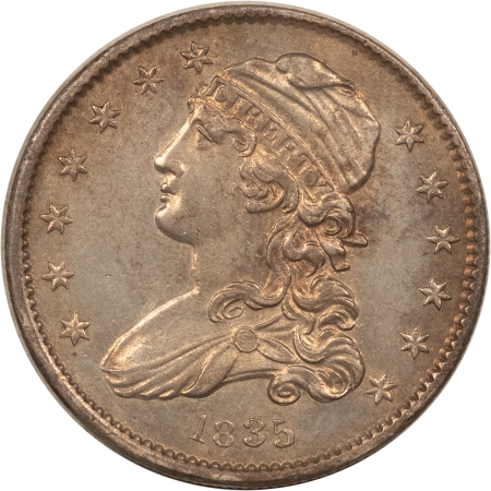 Capped Bust Quarters 1835 CAPPED BUST QUARTER – UNCIRCULATED, SEMI-PROOFLIKE OLD CLEANING, NICE LOOK!