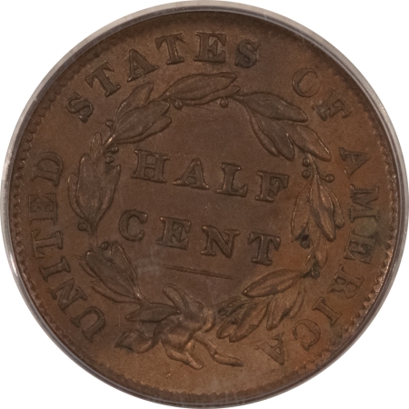 Classic Head Half Cents 1835 CLASSIC HEAD HALF CENT – PCGS AU-58, FRESH & PREMIUM QUALITY!