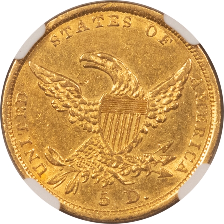 $5 1836 $5 CLASSIC HEAD GOLD HALF EAGLE – NGC AU-55